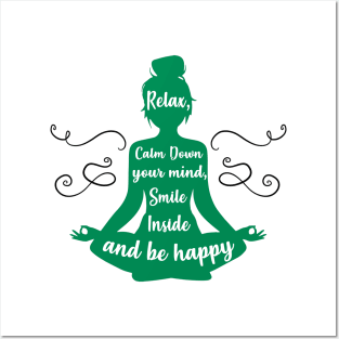 Relax, Calm Down, Be Happy Yoga Lover Gift Posters and Art